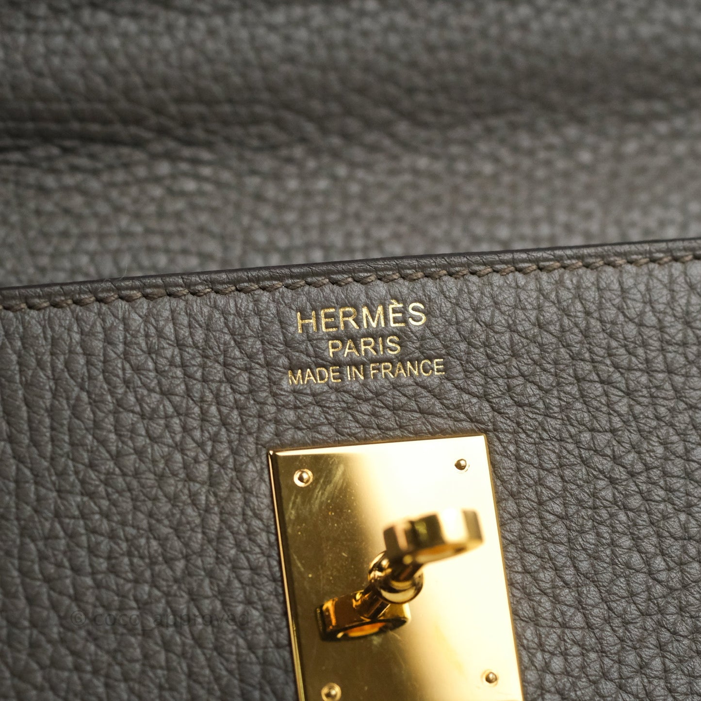 Hermès Kelly 35 Retourne Etain Clemence Gold Hardware