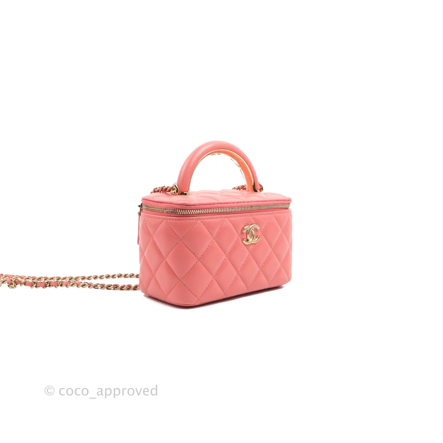 Chanel Vanity Rectangular Top Handle Pink Lambskin Gold Hardware
