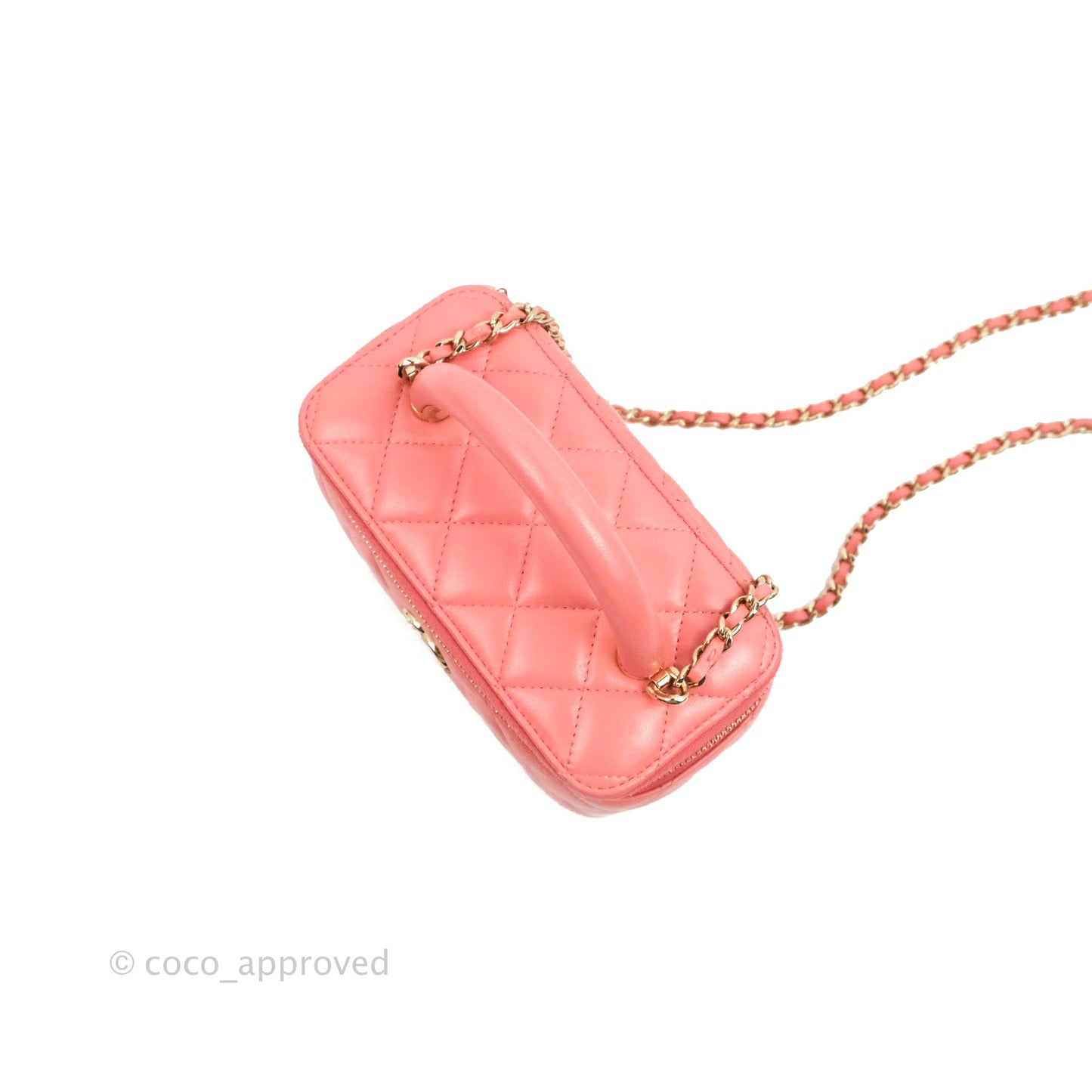 Chanel Vanity Rectangular Top Handle Pink Lambskin Gold Hardware