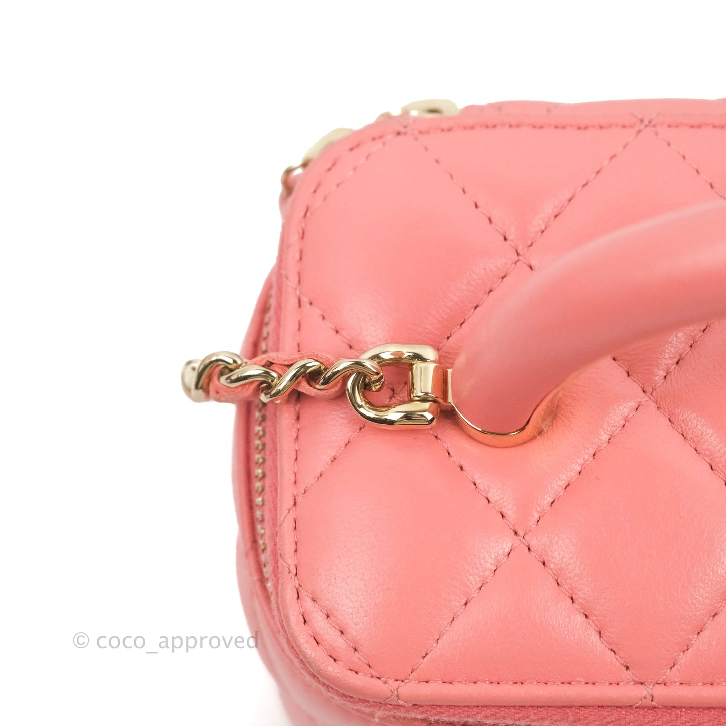 Chanel Vanity Rectangular Top Handle Pink Lambskin Gold Hardware