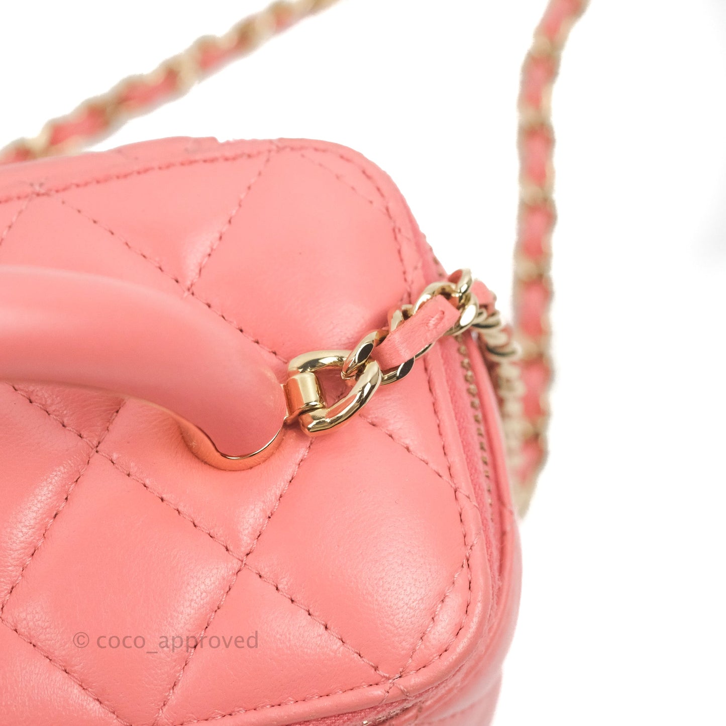 Chanel Vanity Rectangular Top Handle Pink Lambskin Gold Hardware