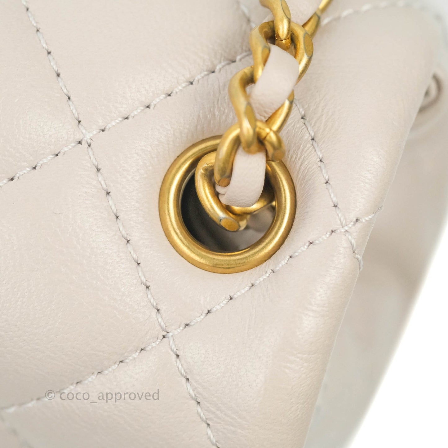 Chanel Mini Square Pearl Crush Quilted Pale Lilac Lambskin Gold Hardware