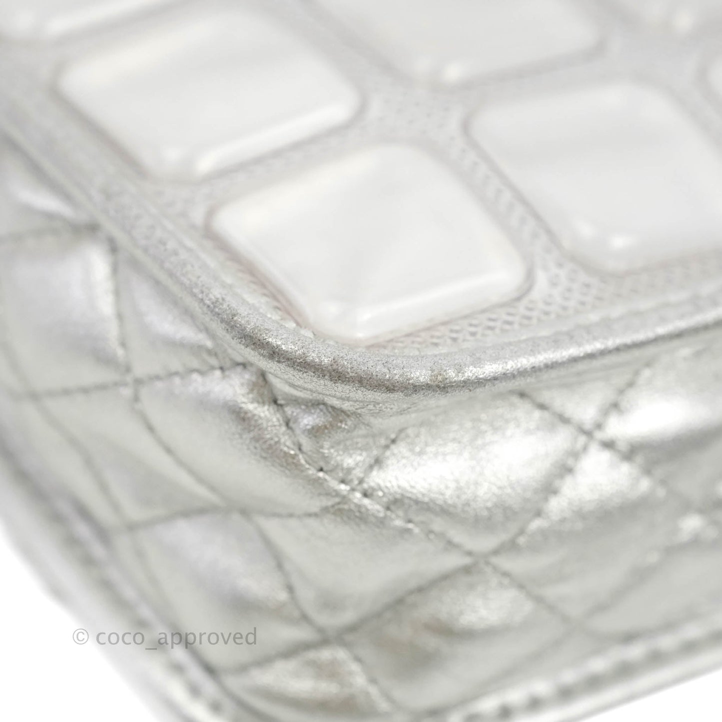 Chanel Vinyl Ice Cube Flap Bag Metallic Silver Silver Hardware