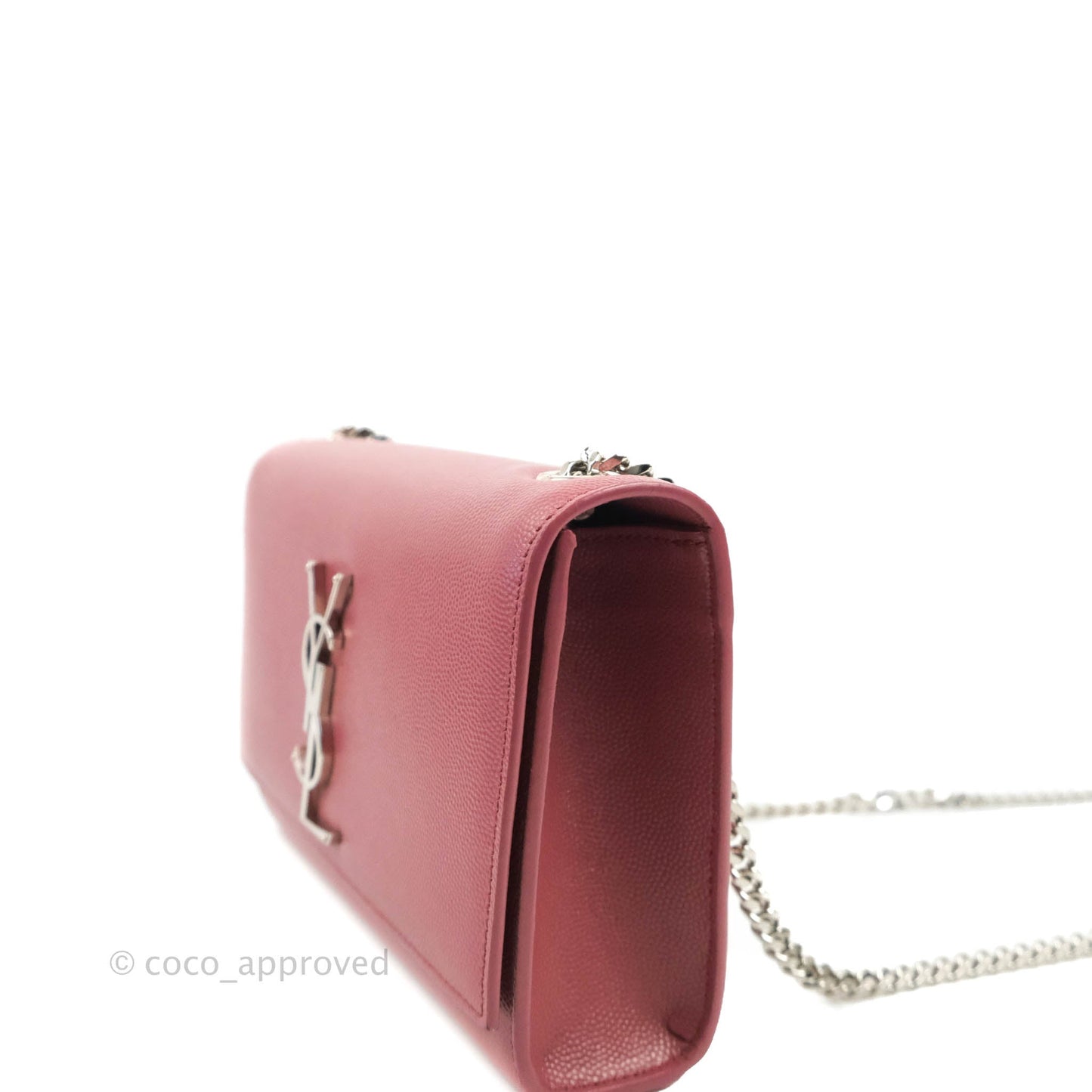 Saint Laurent New Small Classic Monogram Kate Chain Bag Mystic Rose Grained Calfskin Silver Hardware