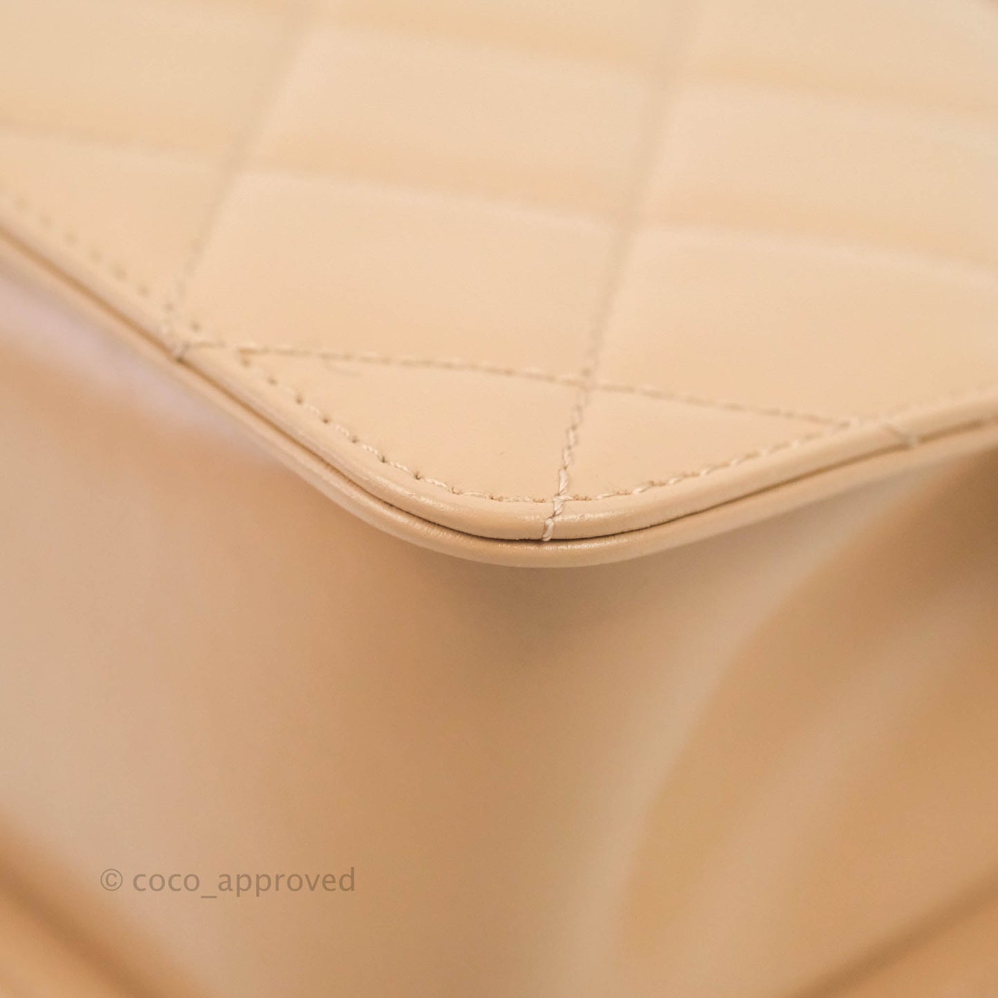 Chanel Quilted Perfect Fit Adjustable Beige Calfskin Gold Hardware 21A