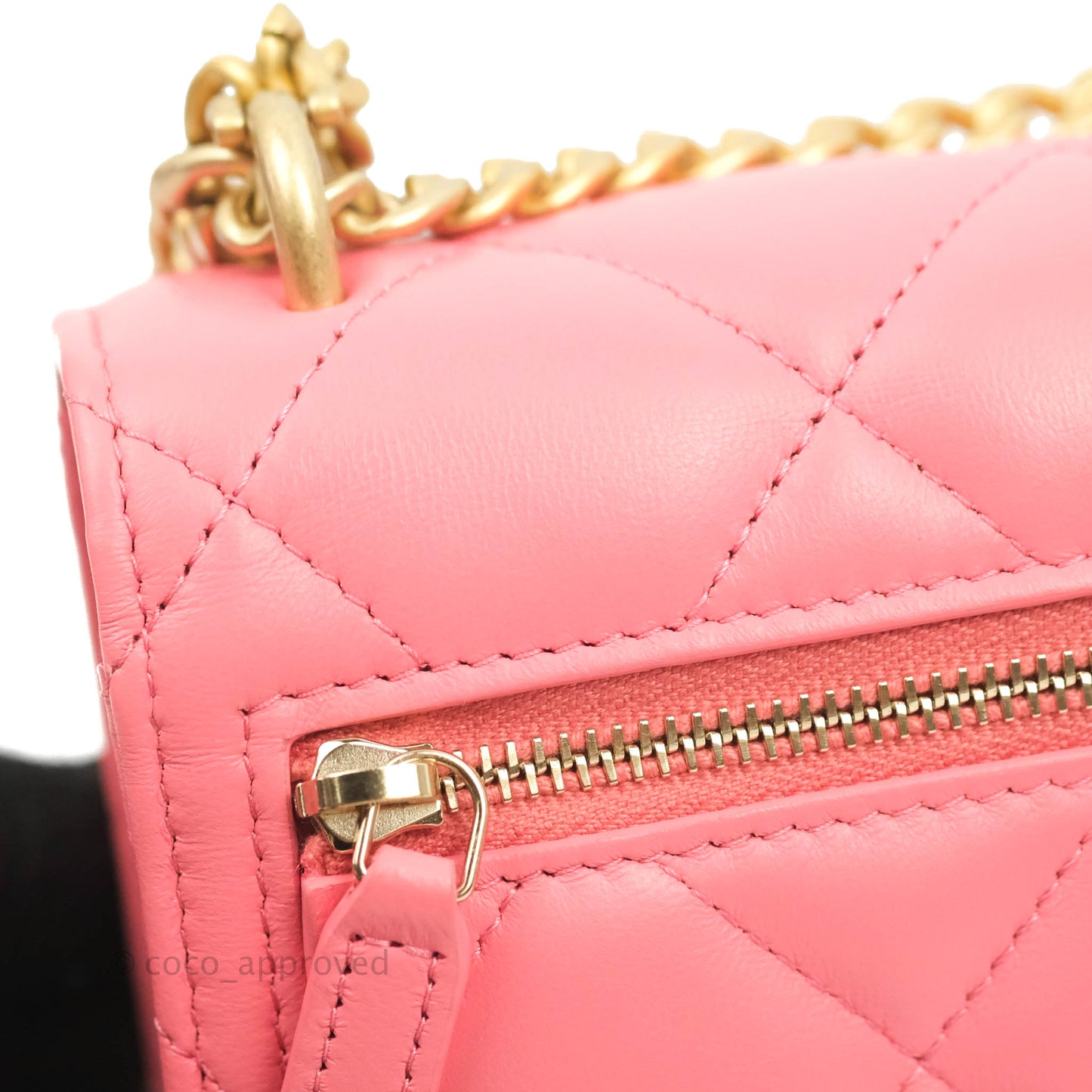 Chanel Clutch with Chain Pink Lambskin Enamel Gold Hardware