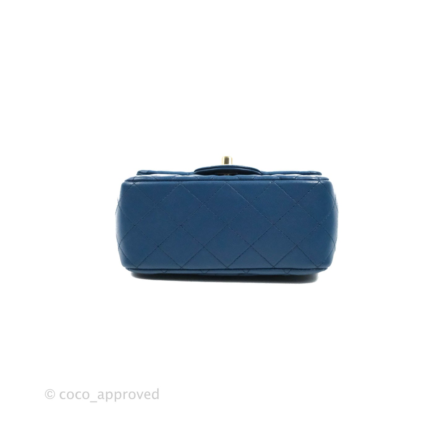 Chanel Quilted Mini Square Blue Lambskin Gold Hardware