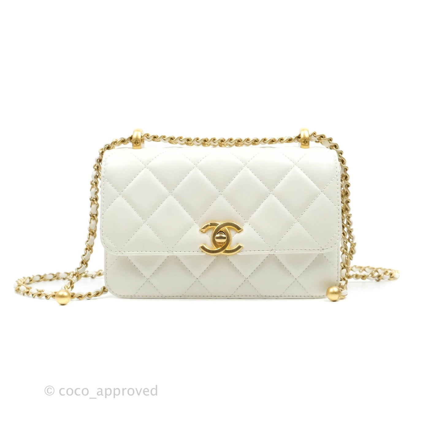 Chanel Quilted Mini Perfect Fit Adjustable White Calfskin Gold Hardware
