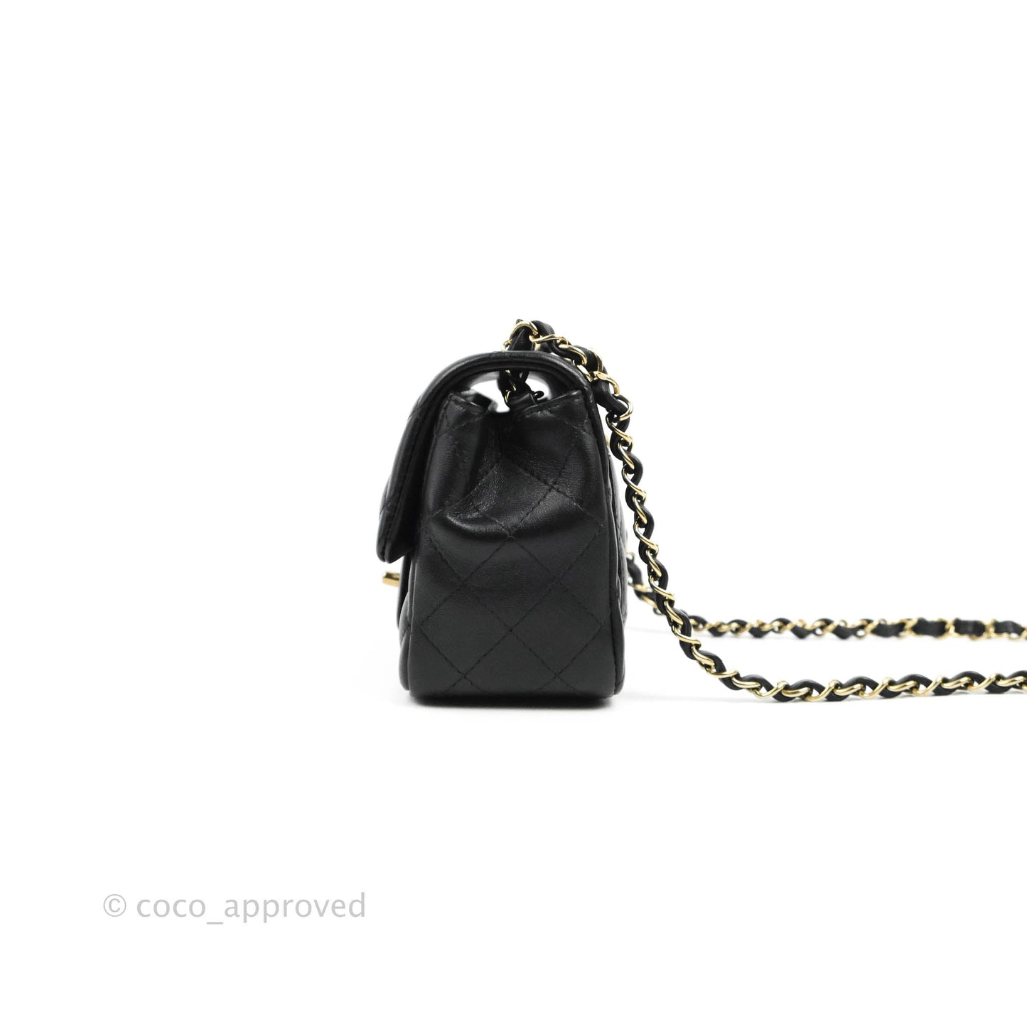 Chanel Quilted Mini Square Black Lambskin Gold Hardware