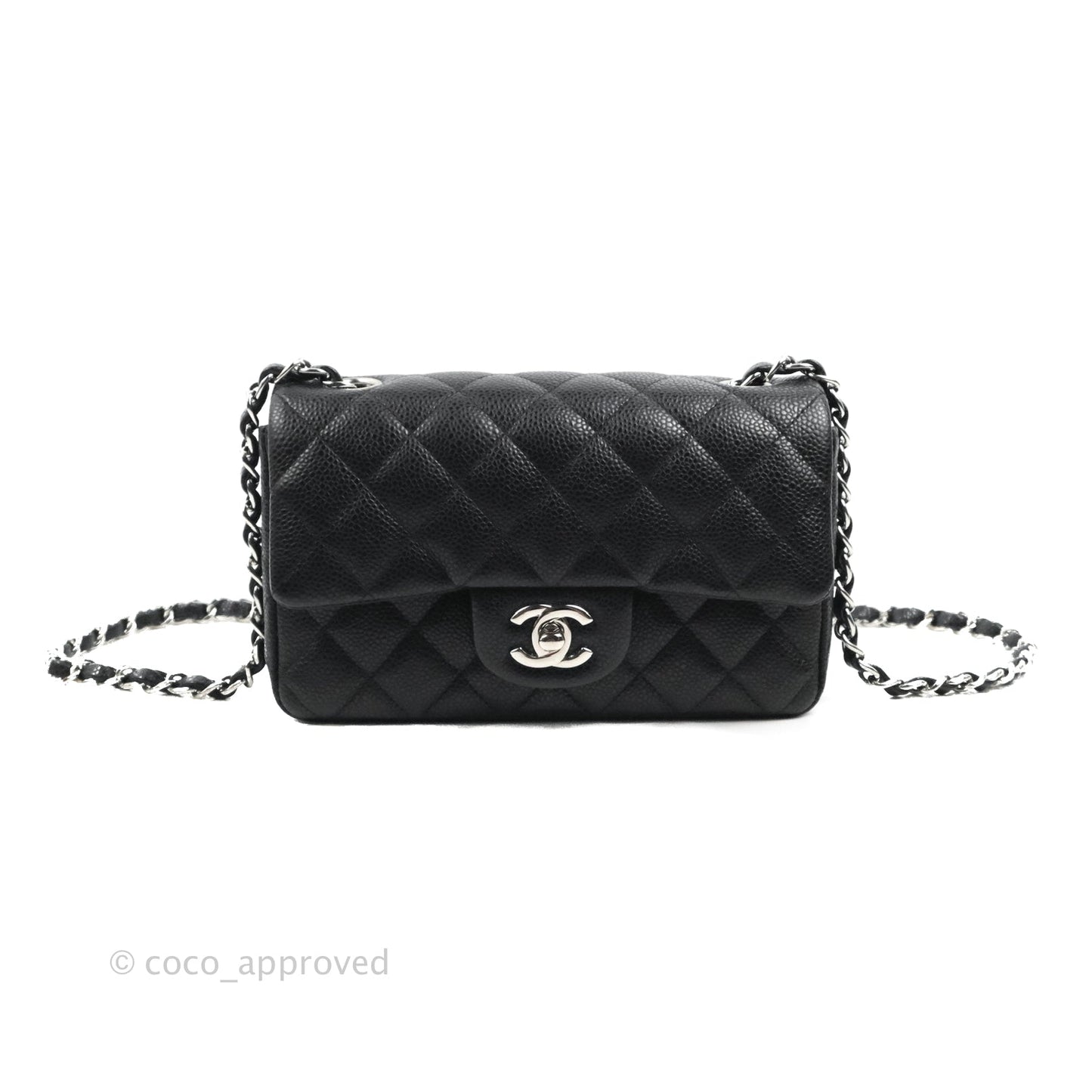 Chanel Quilted Mini Rectangular Black Caviar Silver Hardware