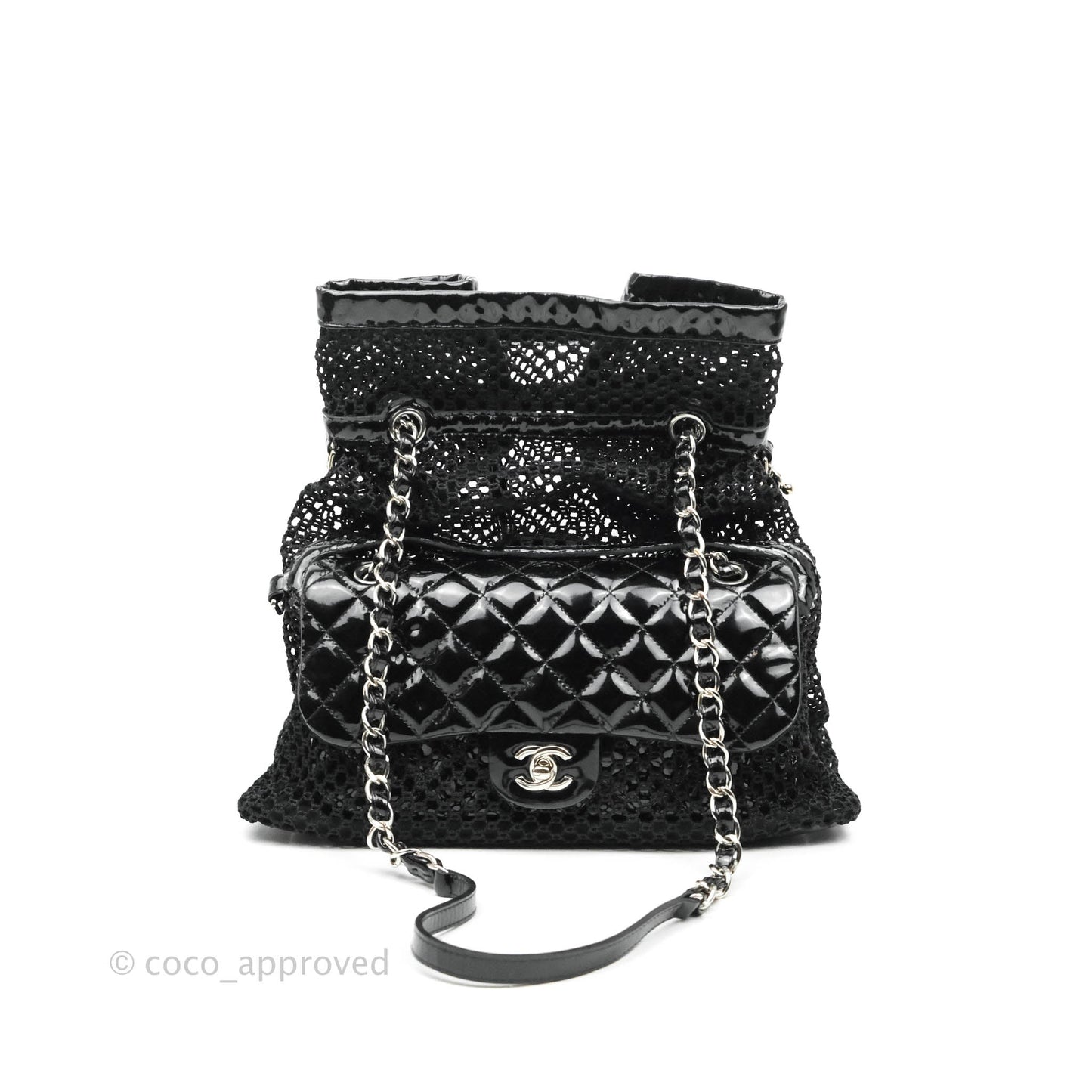 Chanel La Madrague Large Net Tote w Removable Patent Medium Flap
