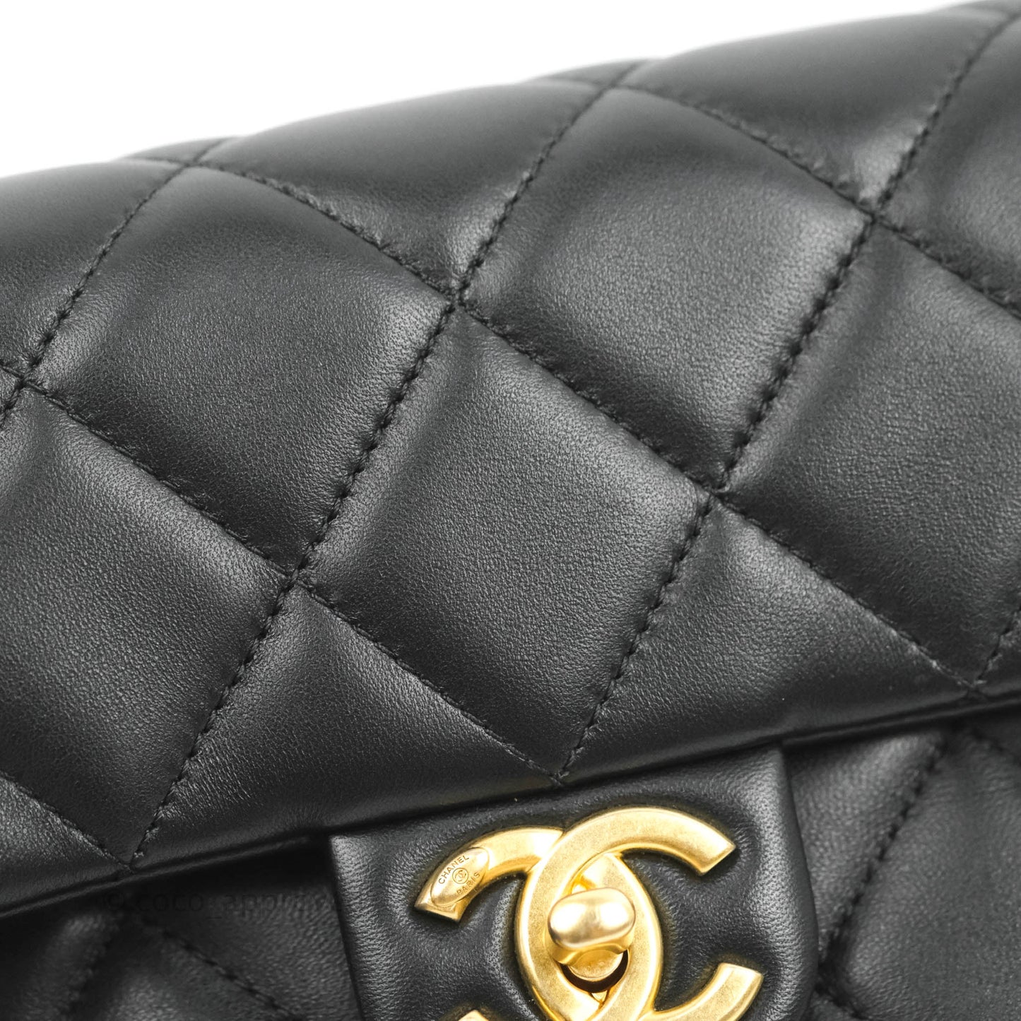 Chanel Quilted My Perfect Mini With Pearl Black Lambskin Gold Hardware
