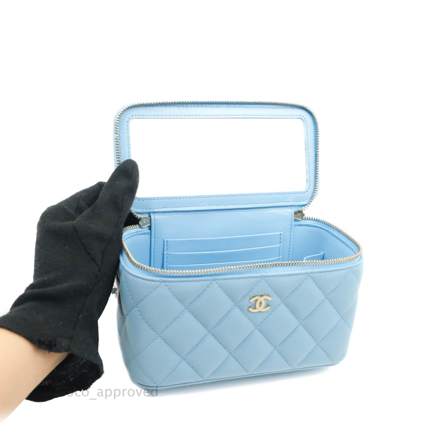 Chanel Vanity with Chain Blue Caviar Gold Hardware 22S