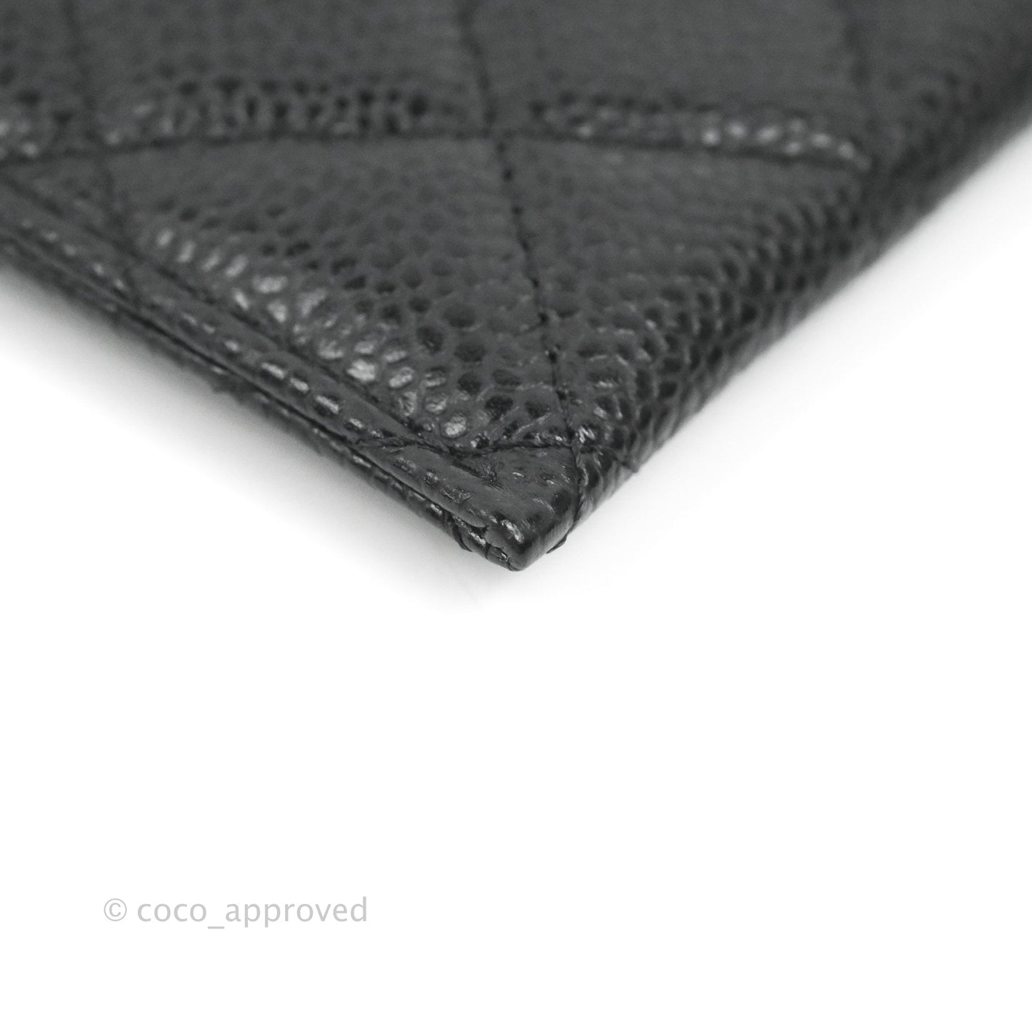 Chanel Classic Flat Card Holder Black Caviar Silver Hardware