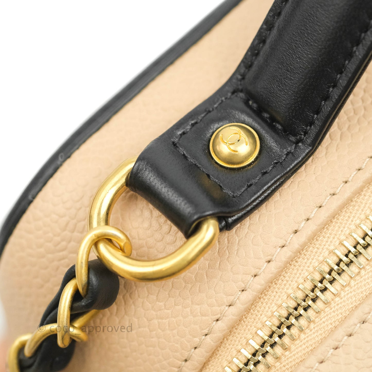 Chanel Quilted Medium CC Filigree Vanity Case Beige Caviar Gold Hardware