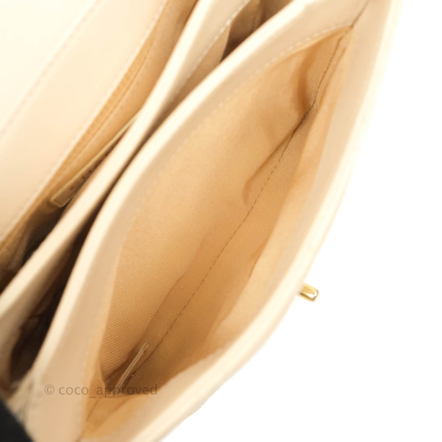 Chanel Small Gold Top Handle Bag Light Beige Lambskin Aged Gold Hardware
