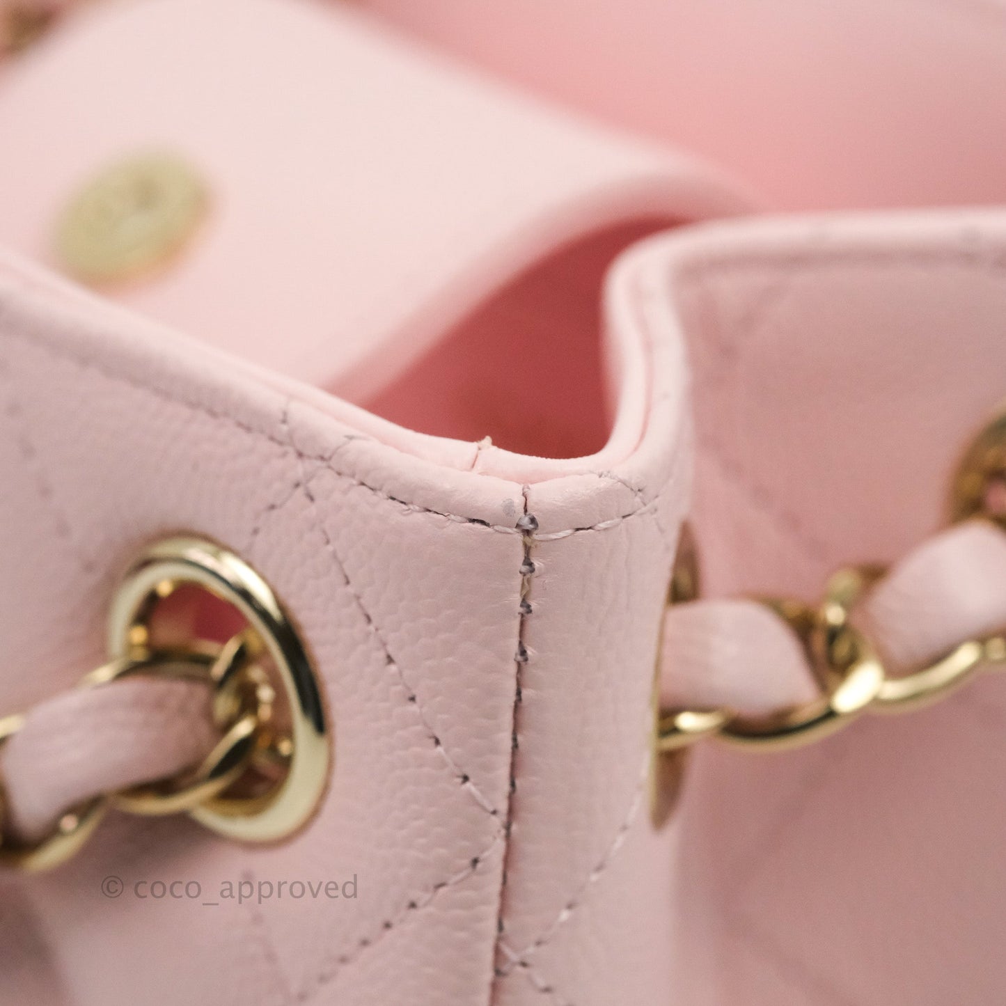 Chanel Quilted Mini Bucket Bag Light Pink Caviar Gold Hardware