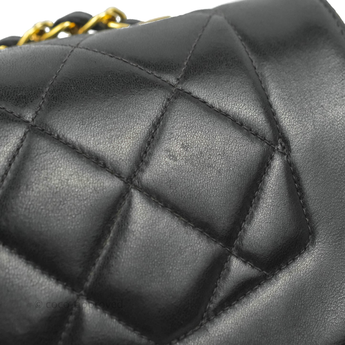 Chanel Vintage Small Classic Diana Flap Bag Black Lambskin 24K Gold Hardware