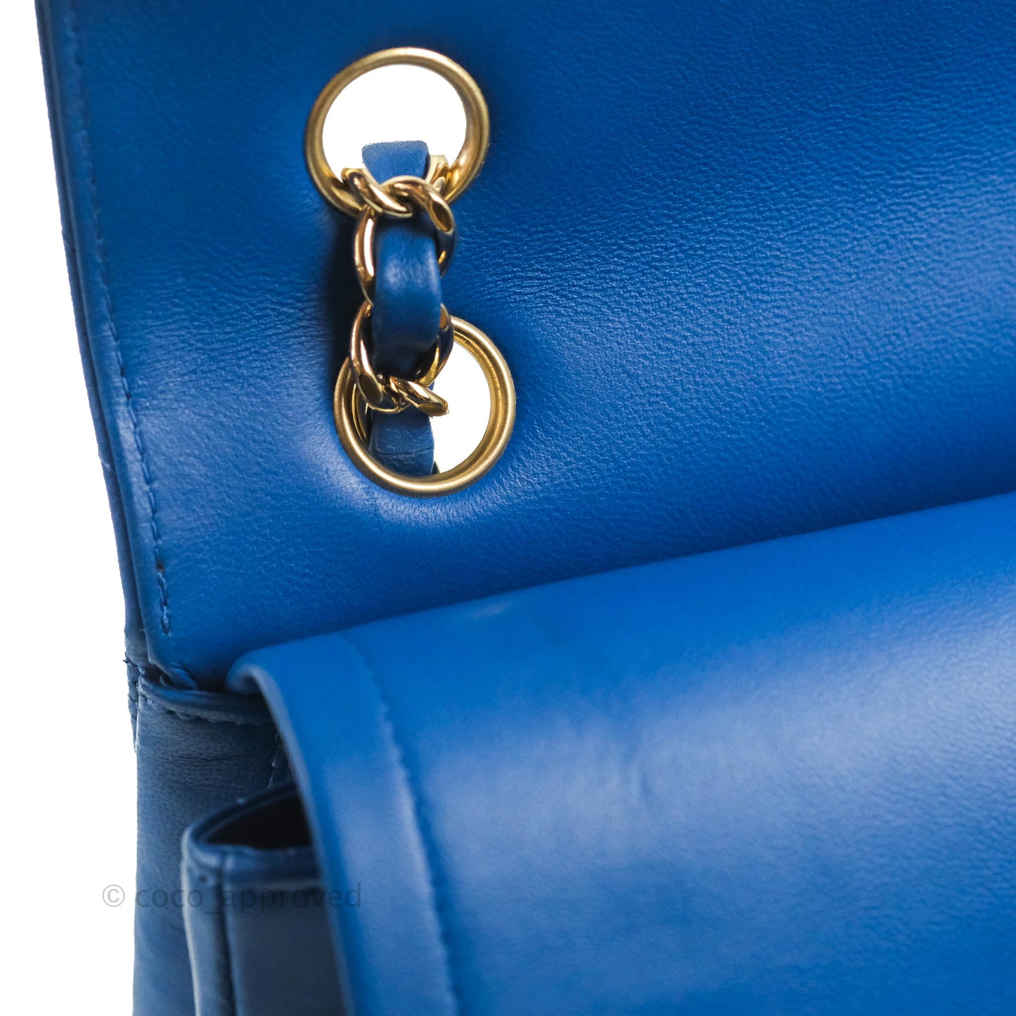 Chanel Classic Chevron S/M Small Double Flap Blue Lambskin Gold Hardware