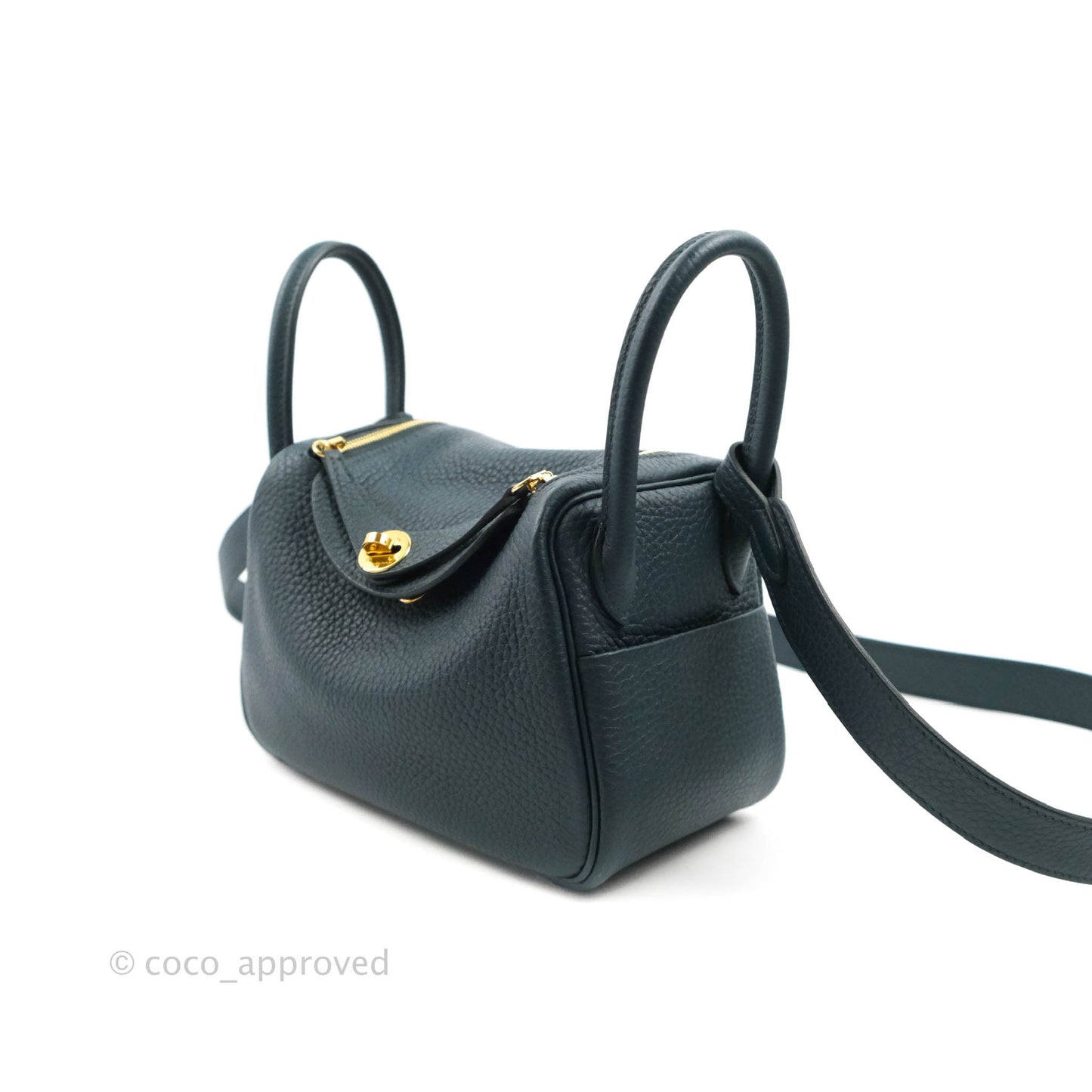 Hermès Mini Lindy 20 Vert Cypres Clemence Gold Hardware