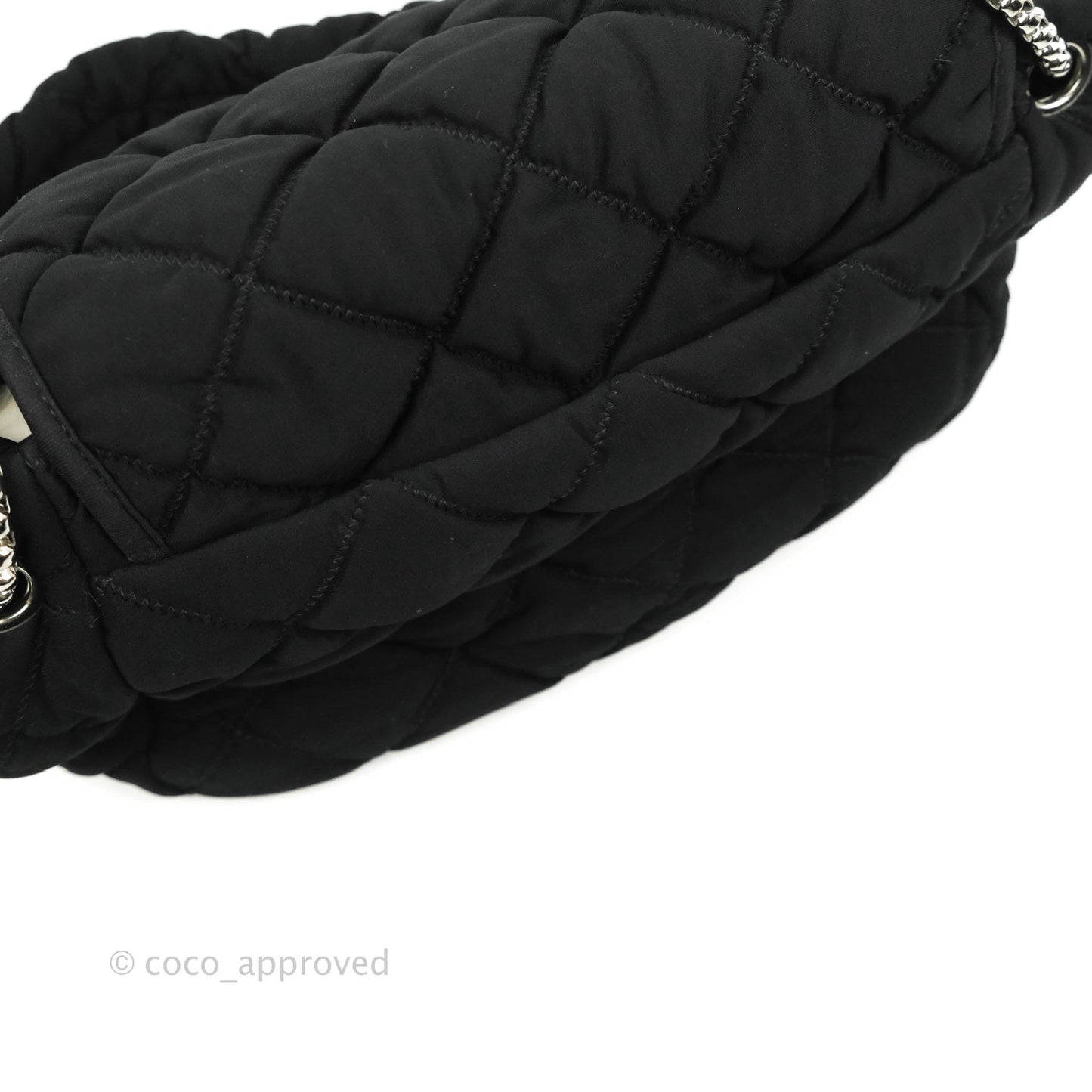 Chanel Black Jersey Bubble Quilt Accordion Flap Bag Silver Hardware