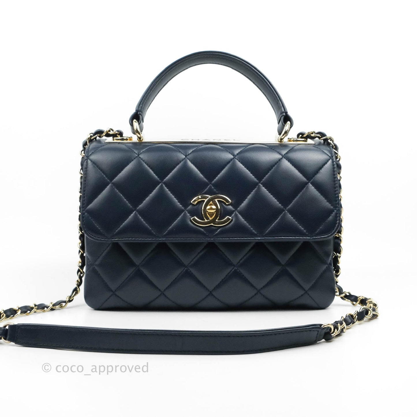 Chanel Small Trendy CC Navy Lambskin Gold Hardware