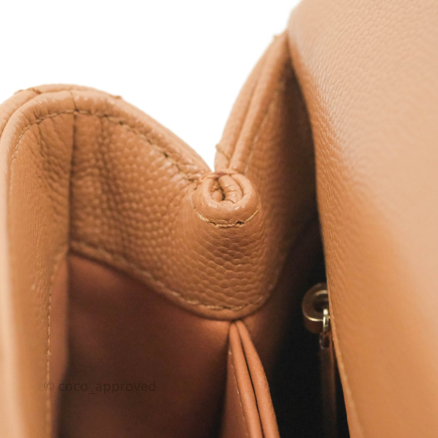 Chanel Mini Coco Handle Quilted Dark Beige Caramel Caviar Lizard Embossed Handle Gold Hardware
