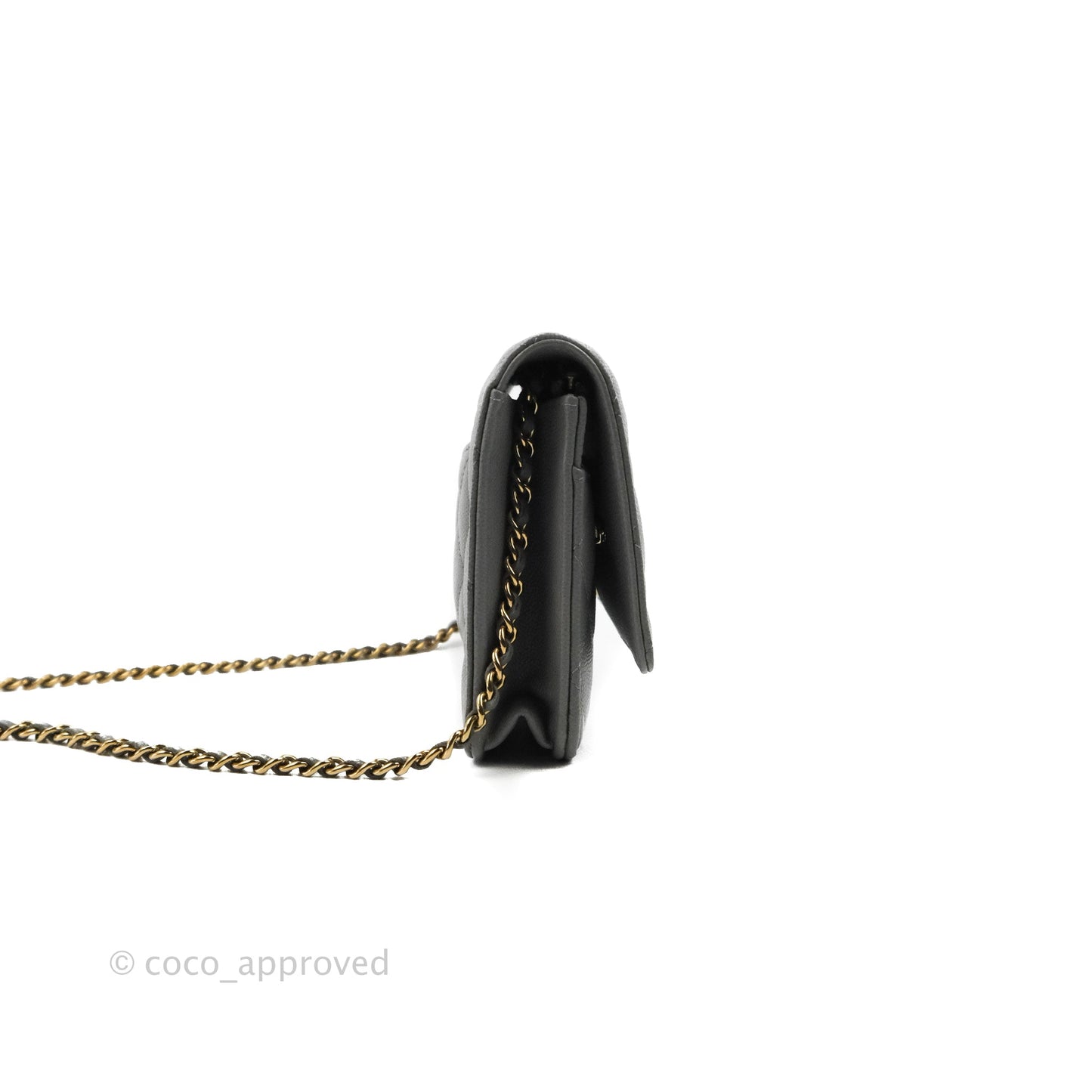 Chanel Quilted Classic Wallet on Chain WOC Grey Caviar Gold Hardware