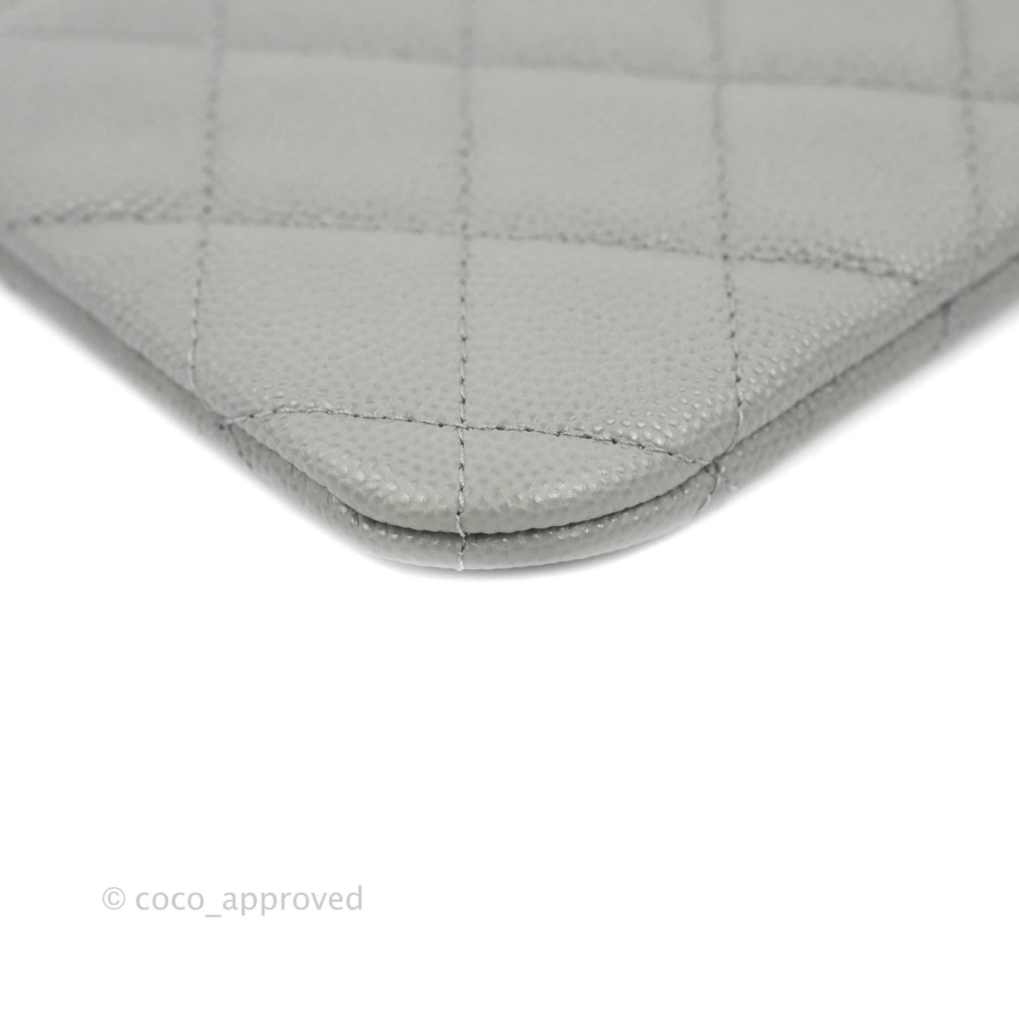 Chanel Quilted Mini O Case Grey Caviar Silver Hardware