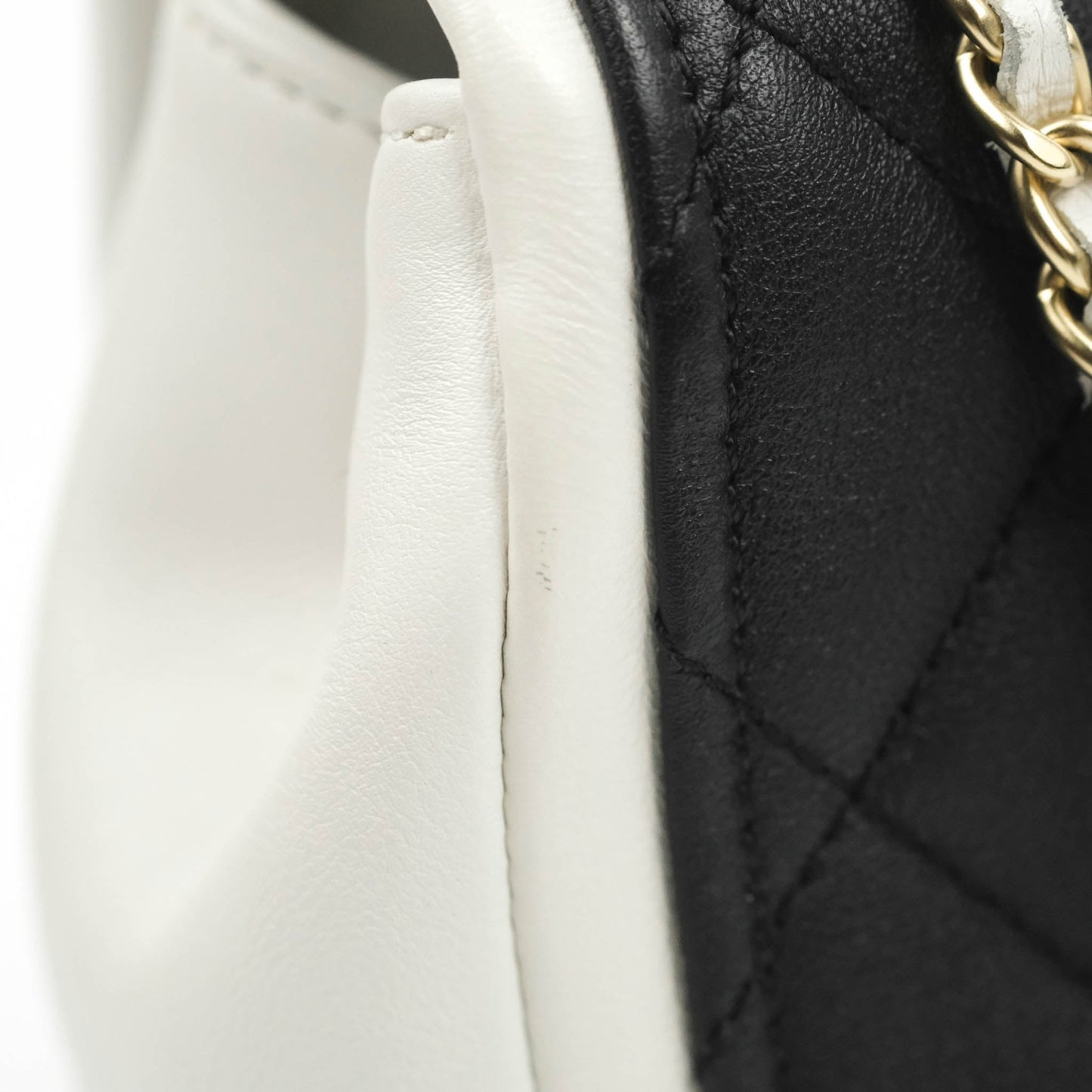 Chanel Quilted Graphic Mini Flap Bag Black White Gold Hardware