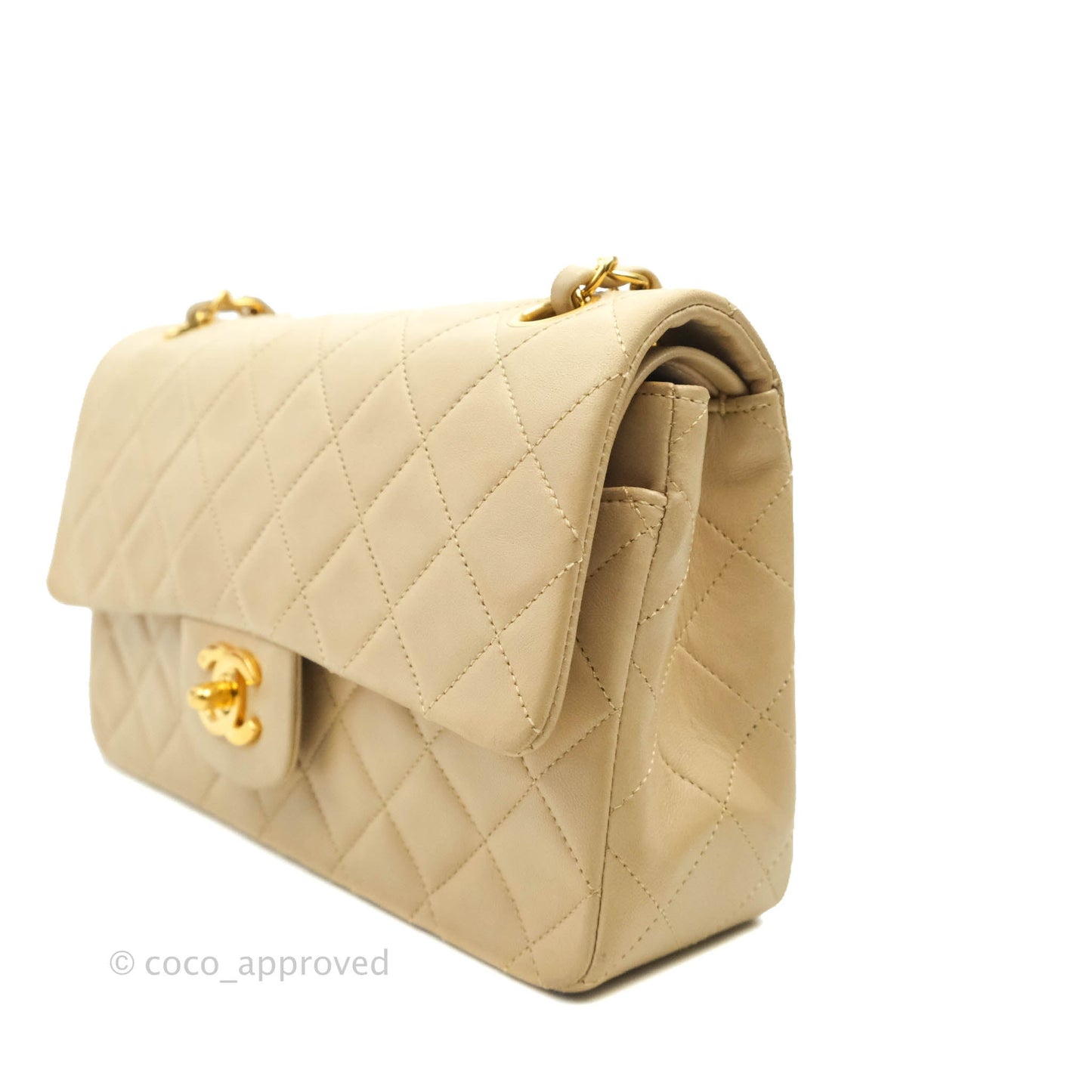 Chanel Classic Vintage Small Flap Beige Lambskin 24K Gold Hardware