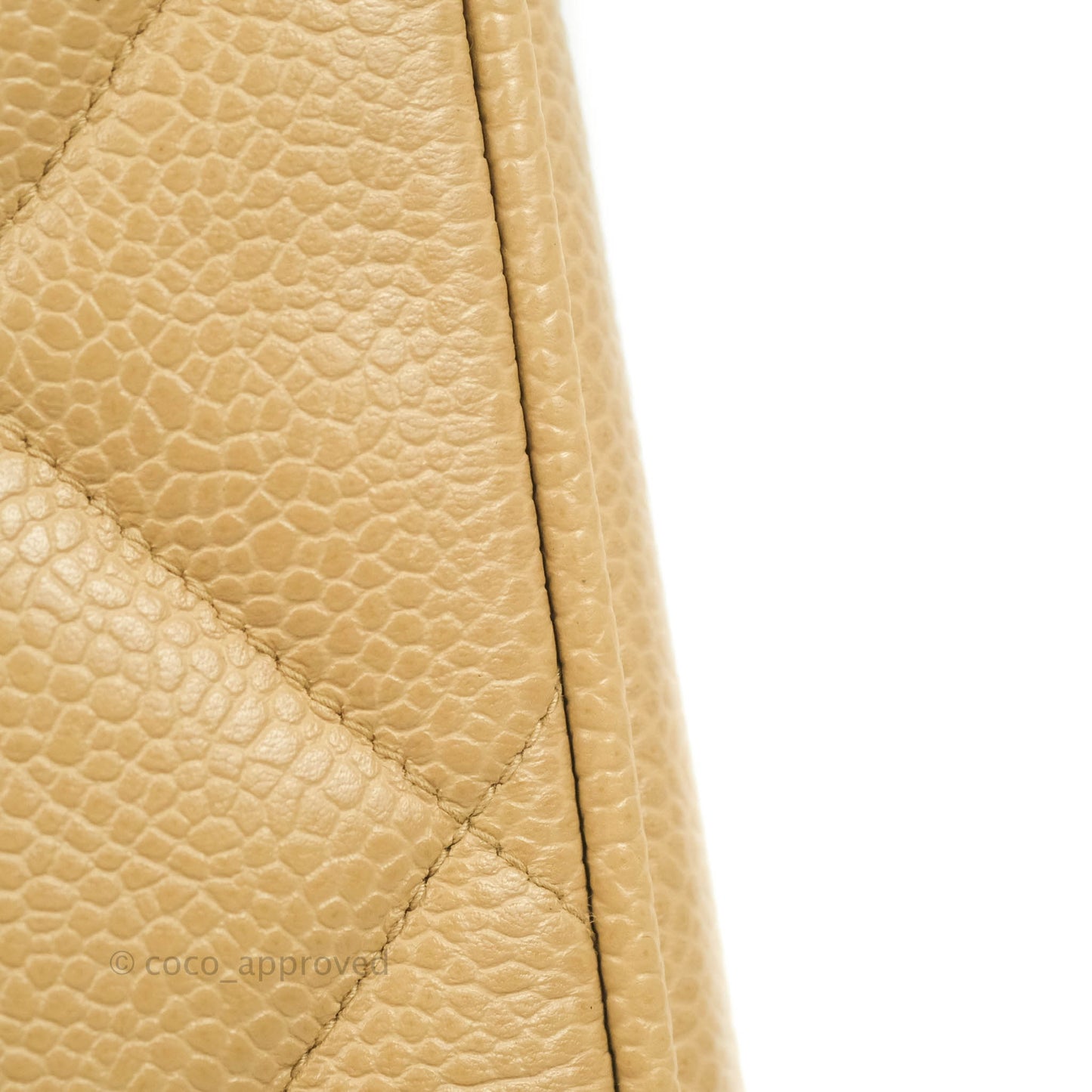 Chanel Vintage CC Quilted Tote Dark Beige Caviar 24K Gold Hardware
