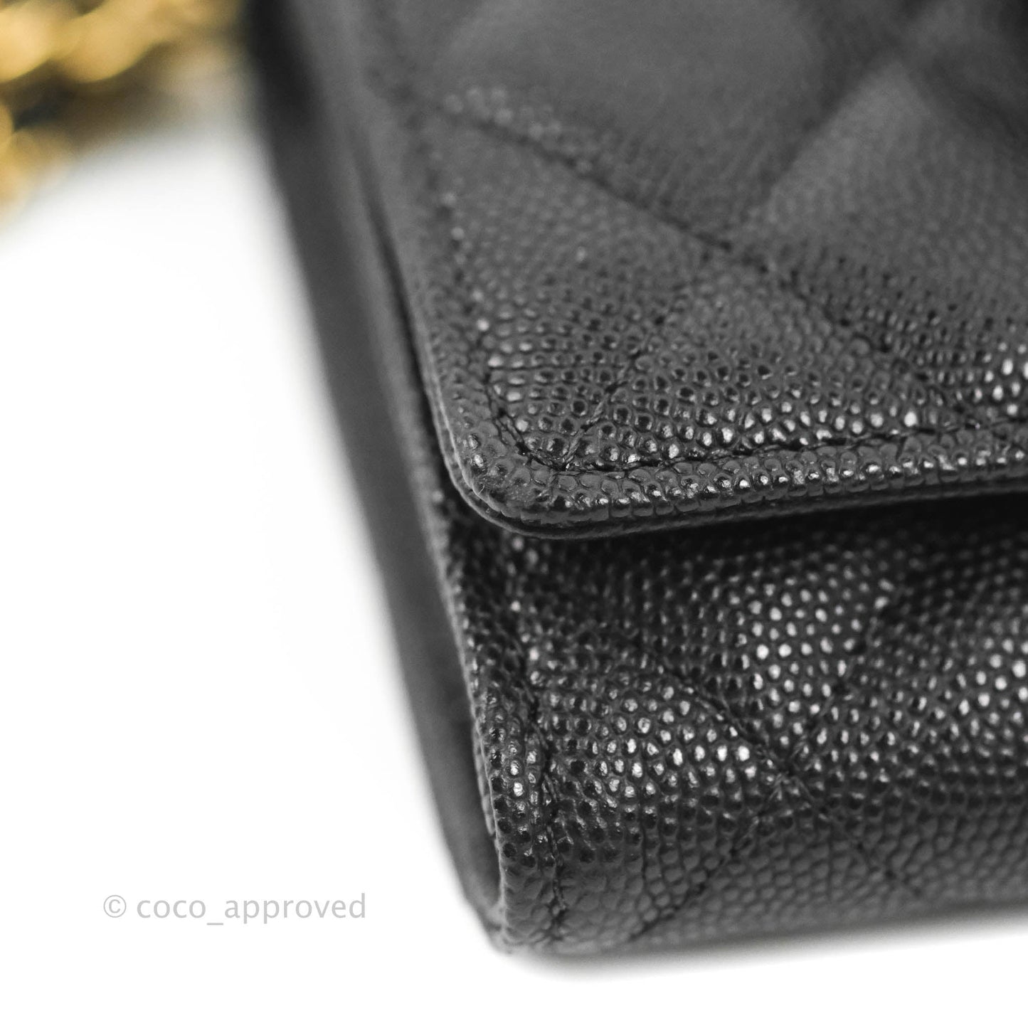 Chanel Quilted Pocket Long Wallet On Chain Black Caviar Gold Hardware 22A