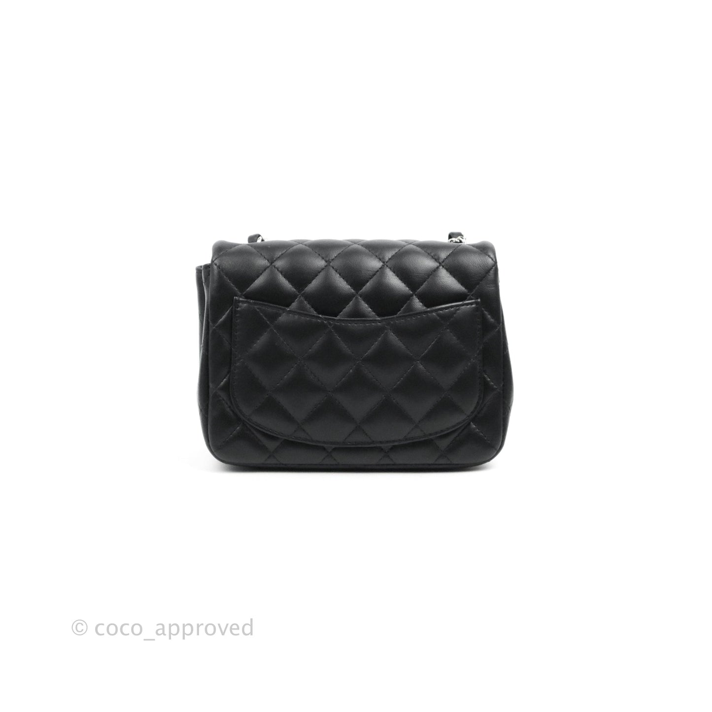 Chanel Mini Square Black Lambskin Silver Hardware