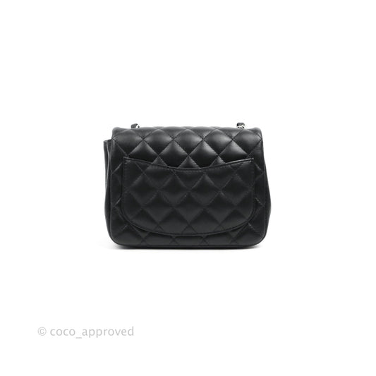 Chanel Mini Square Black Lambskin Silver Hardware