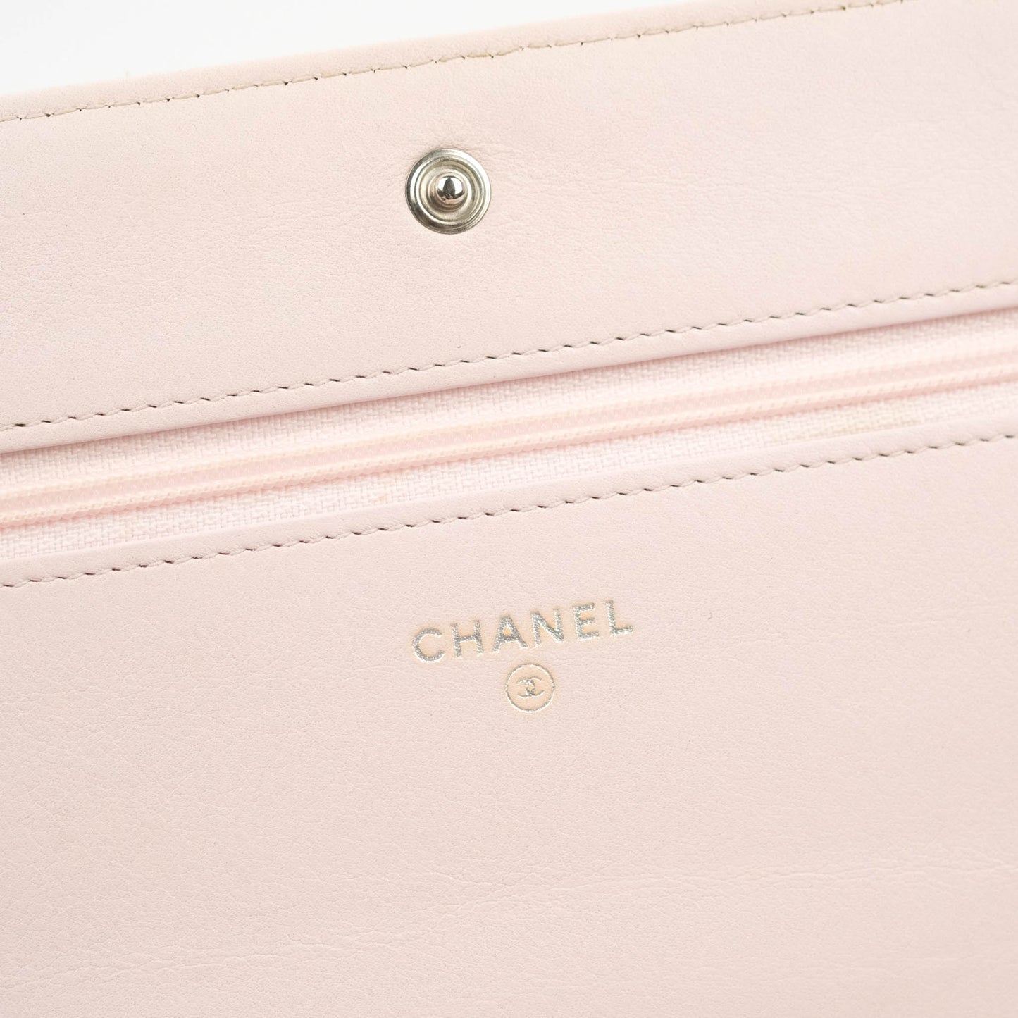Chanel Deauville Wallet On Chain WOC Pink Canvas Silver Hardware