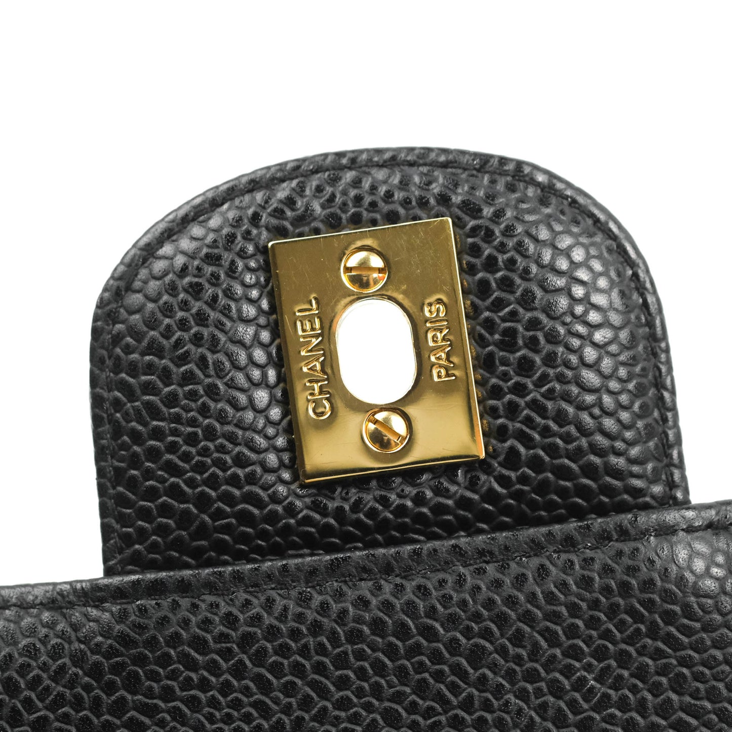Chanel Quilted Mini Square Flap Bag Black Caviar 24K Gold Hardware