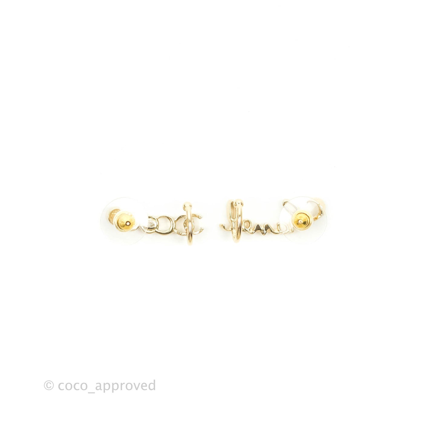Chanel CC Coco Crystal Earrings Ear Clip Gold Tone 22P