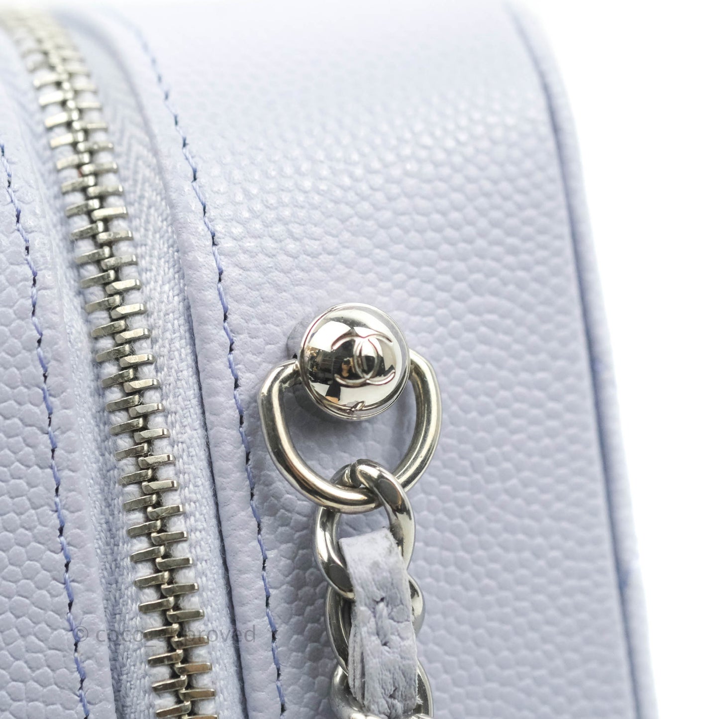 Chanel Quilted Camera Bag Lilac Caviar Silver Hardware