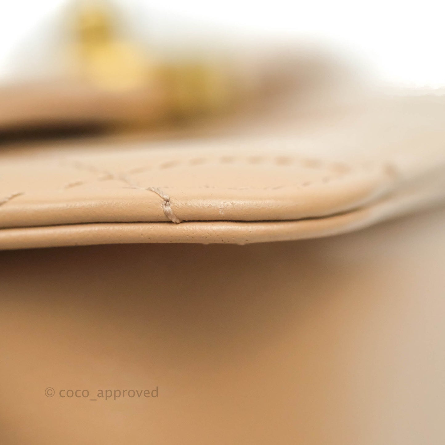 Chanel Quilted Perfect Fit Adjustable Beige Calfskin Gold Hardware 21A