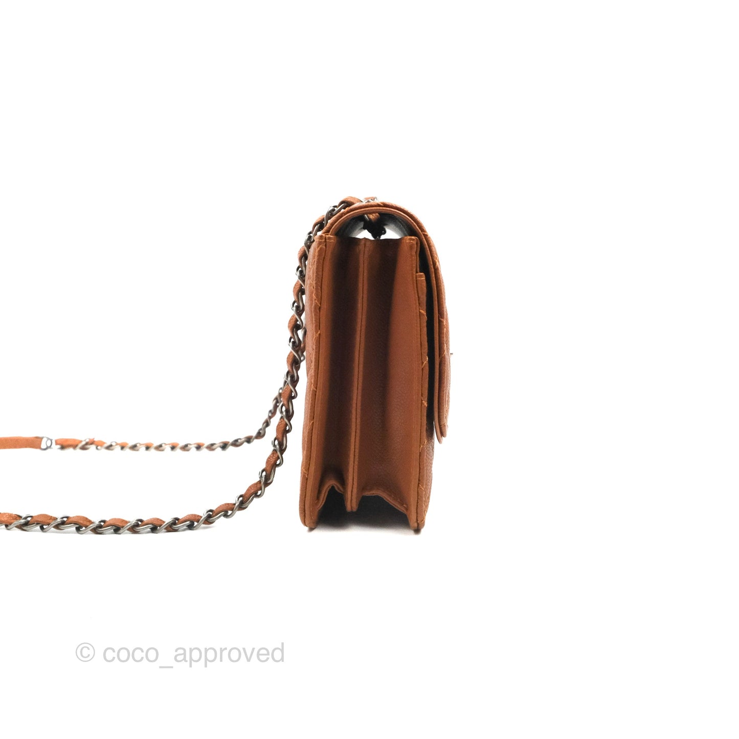 Chanel Flap Bag Quilted Caramel Brown Caviar Ruthenium Hardware