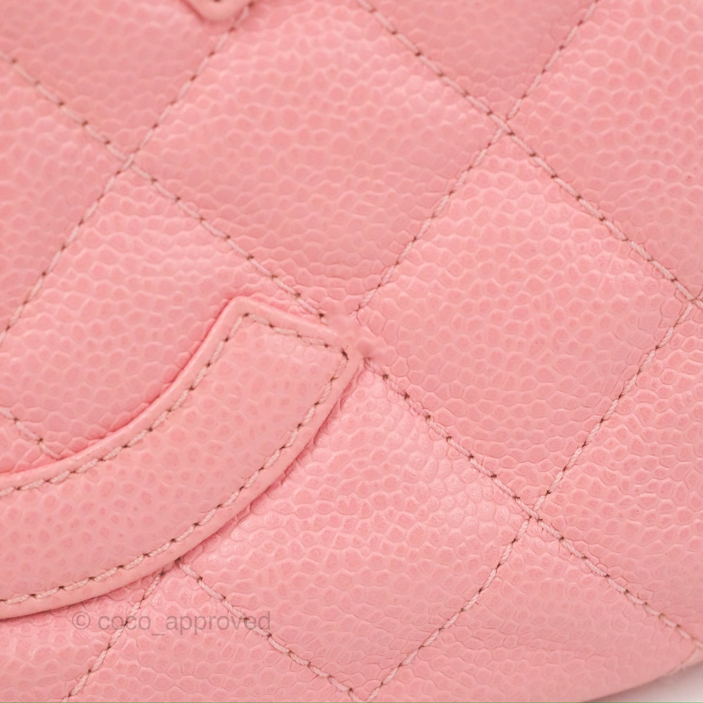 Chanel Vintage CC Quilted Shoulder Bag Pink Caviar Gold Hardware