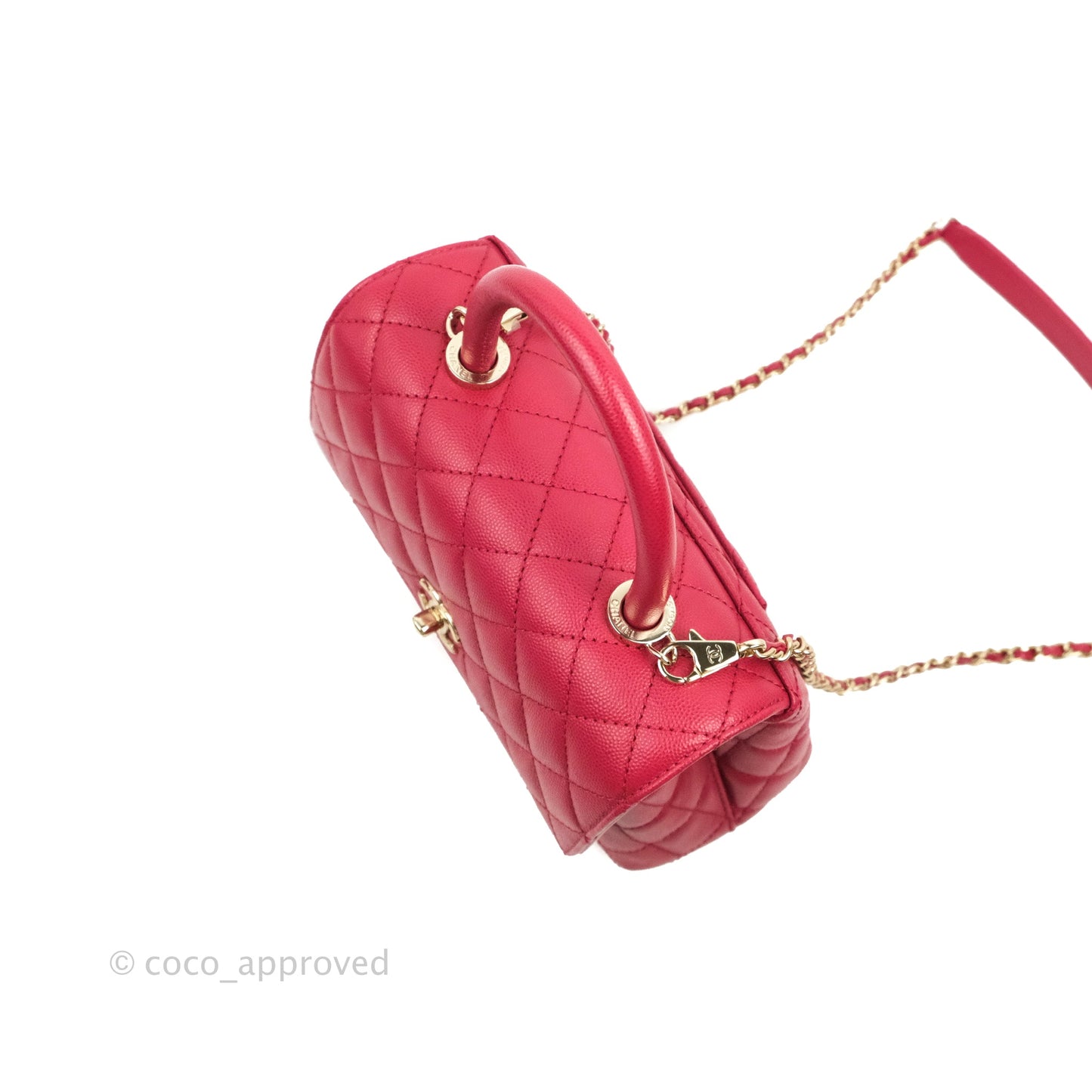 Chanel Small Coco Handle Quilted Dark Pink Caviar Gold Hardware 21A