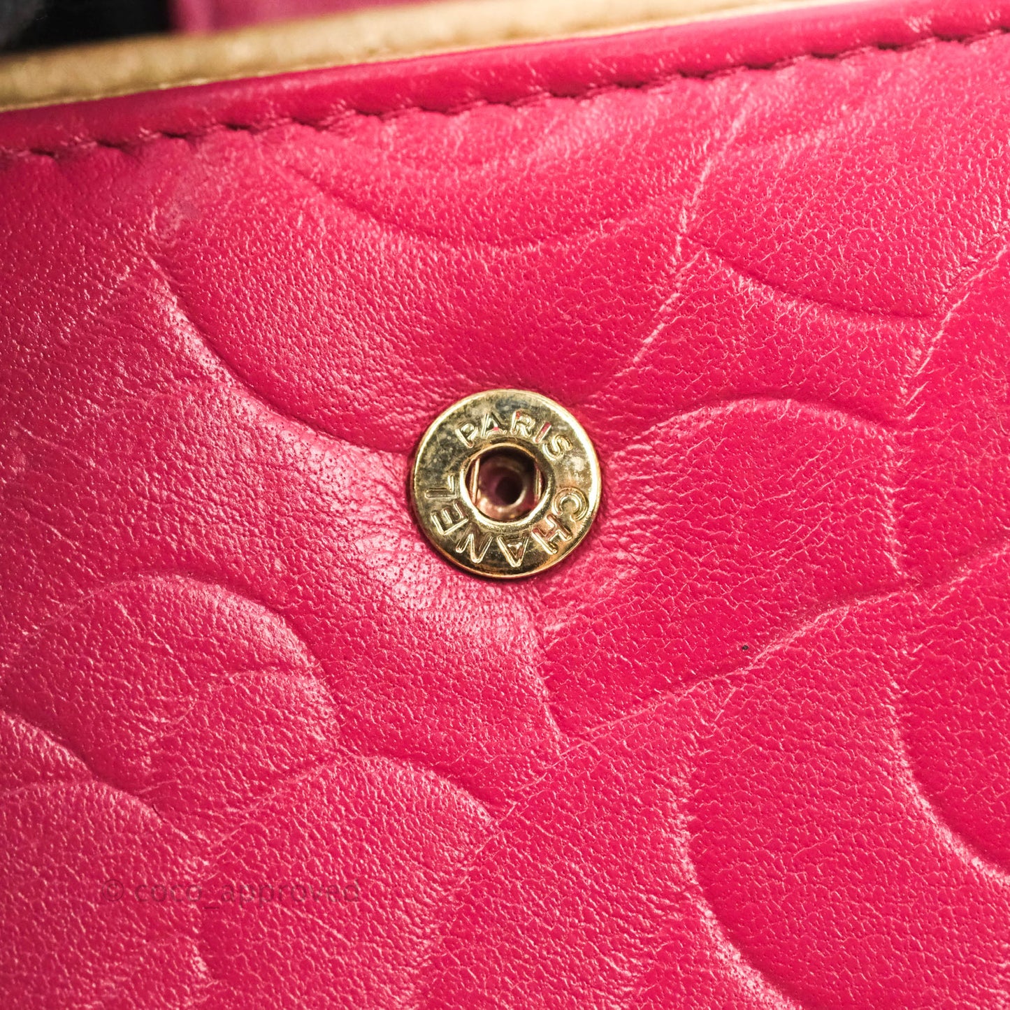 Chanel Wallet in Pink Camellia Embossed Lambskin