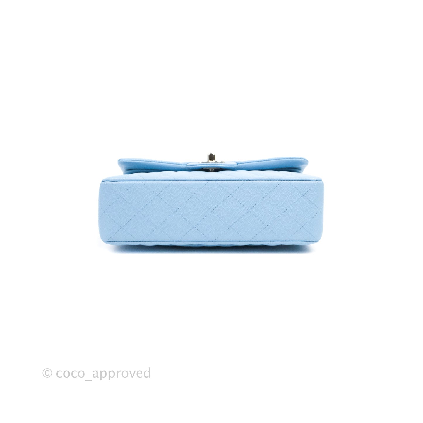 Chanel Small Classic Quilted Flap Light Blue Caviar Gold Hardware