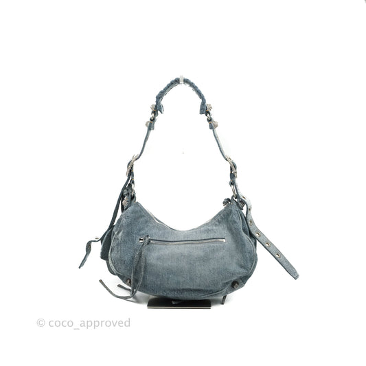 Balenciaga Le Cagole Small Embellished Denim Shoulder Bag
