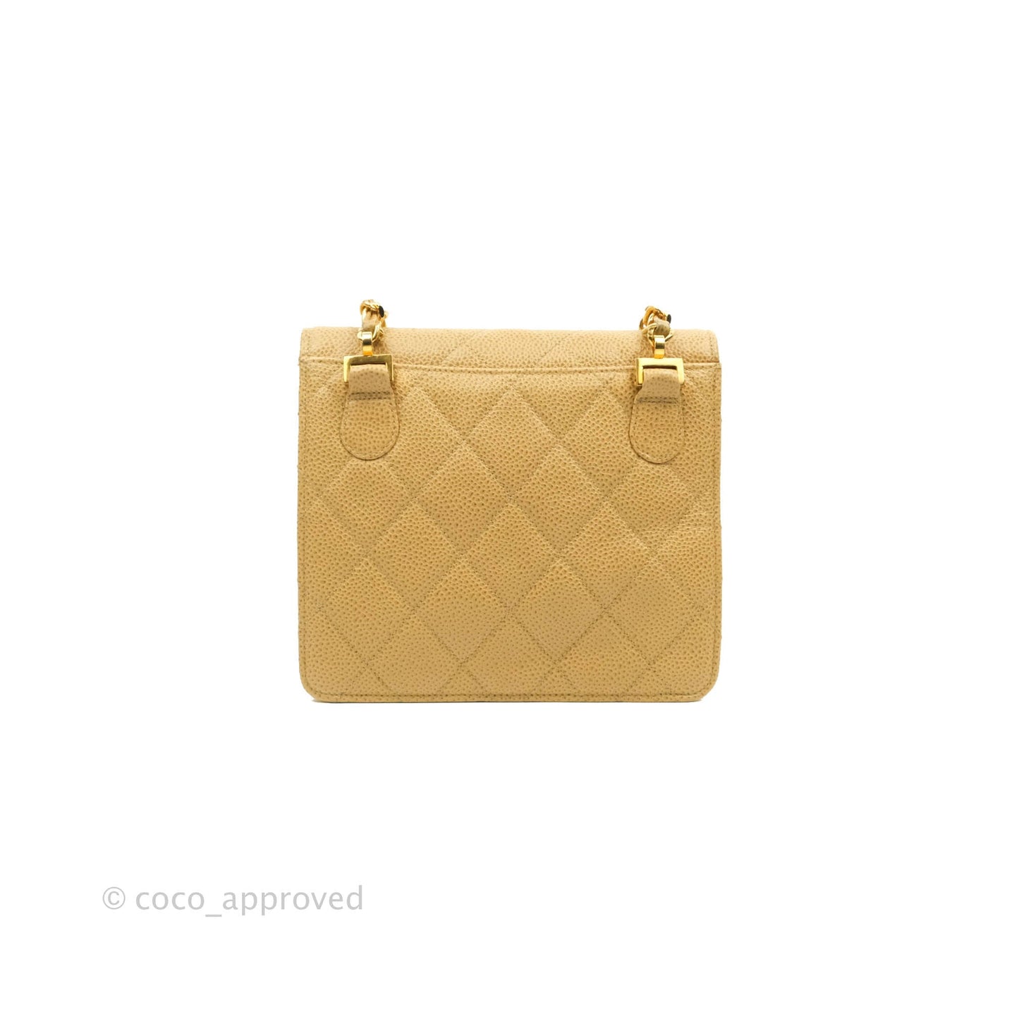 Chanel Vintage Quilted Mini Square Flap Beige Caviar Silver Hardware