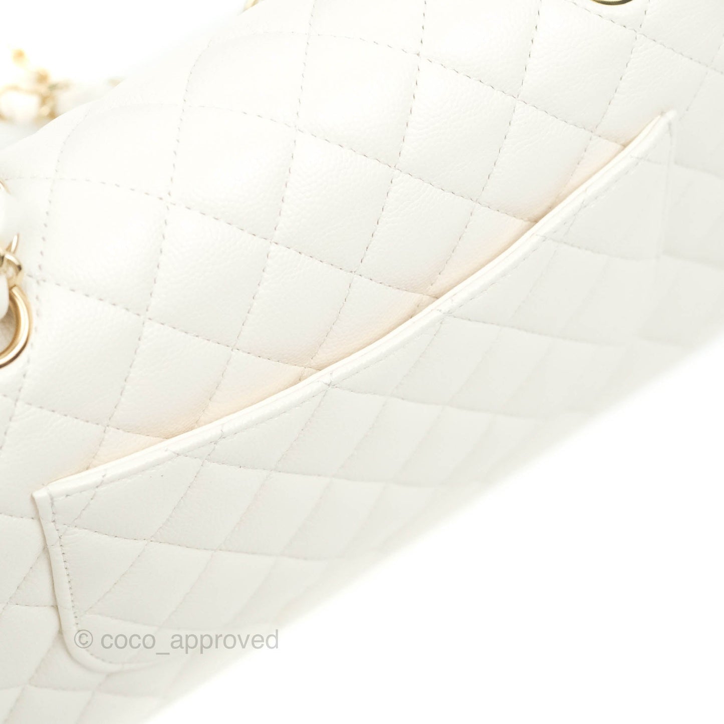Chanel Classic Small S/M Flap White Caviar Gold Hardware 21S
