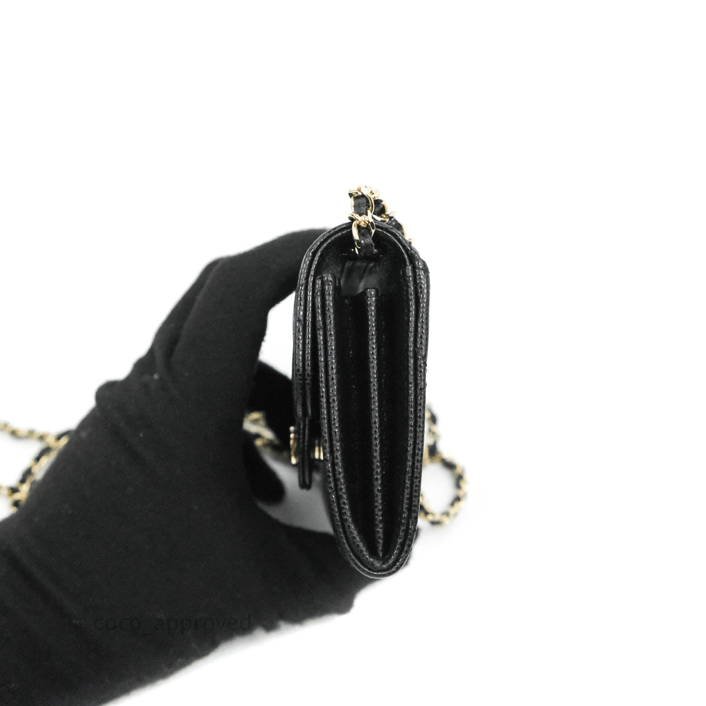 Chanel Mini Wallet With Chain Black Caviar Gold Hardware