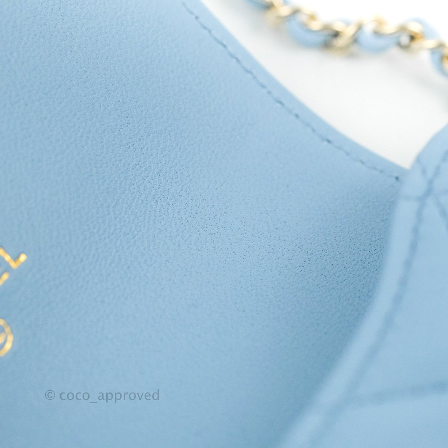Chanel Mini Clutch With Chain Blue Lambskin Gold Hardware